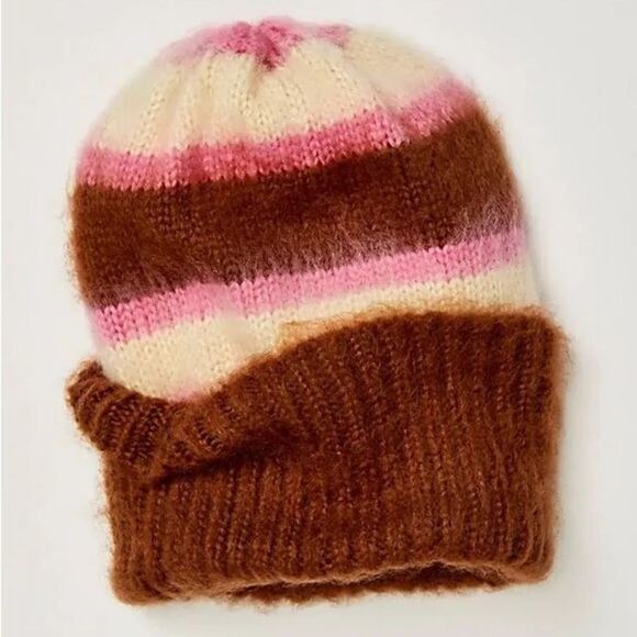 Free People Accessories - NWT Free People The Groove Stripe Beanie in Candy Stripe